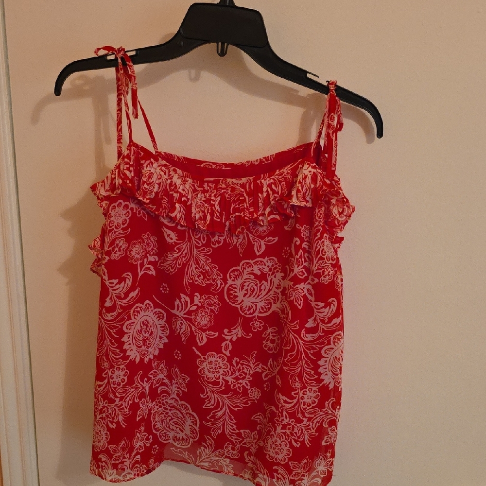 Ella Moss Red Ruffled Camisole Top